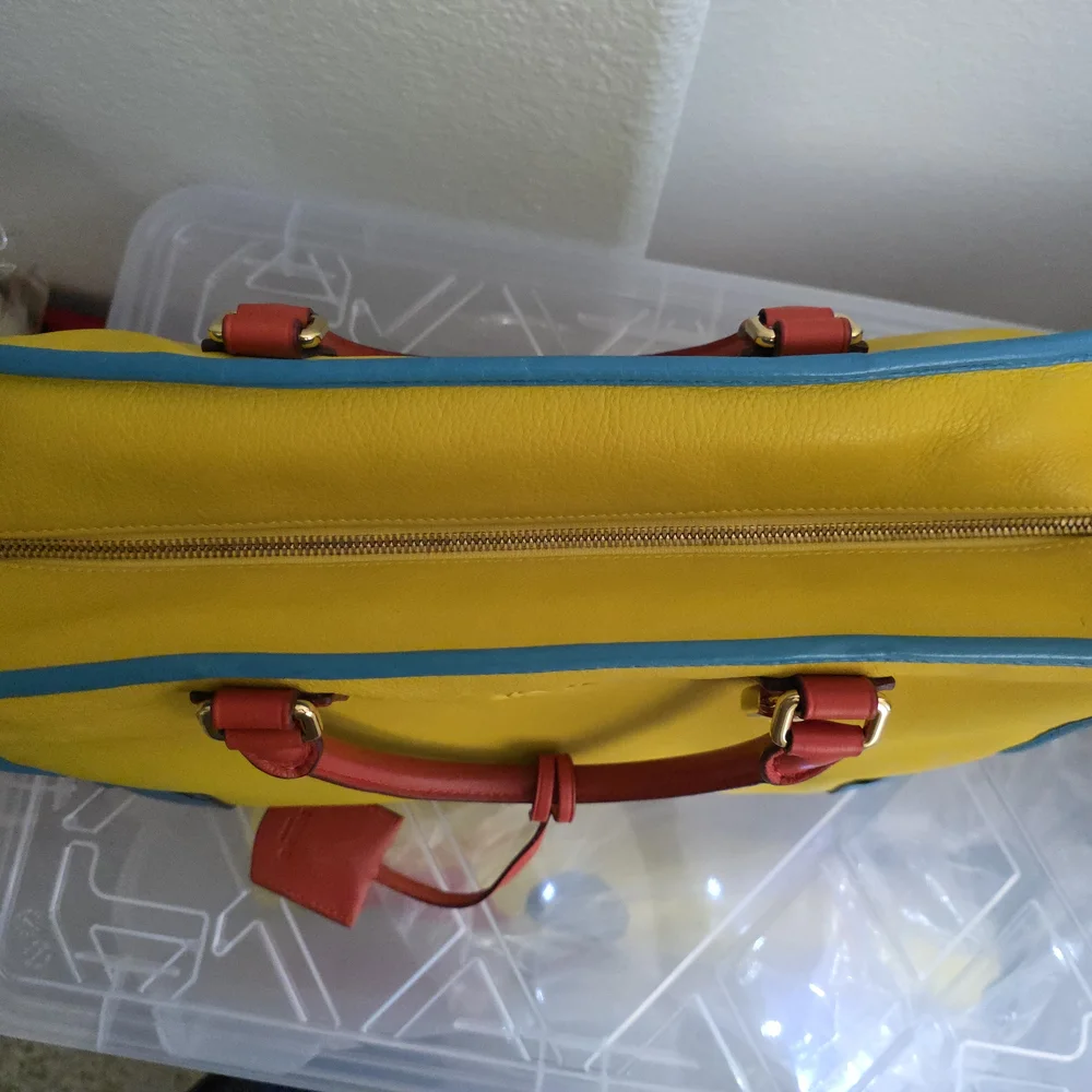 Vibrant Yellow and Blue Satchel with Red Details - Picture 4 of 16